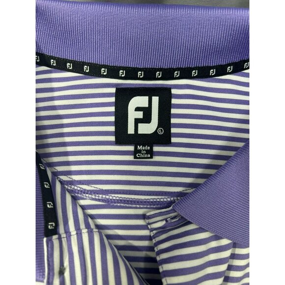 FootJoy FJ Men's Purple & White Striped Polo Shirt Size L - Picture 3 of 7